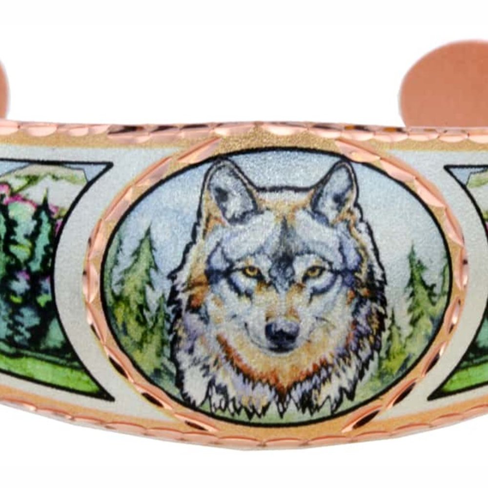 Wolf Copper Cuff Bracelet